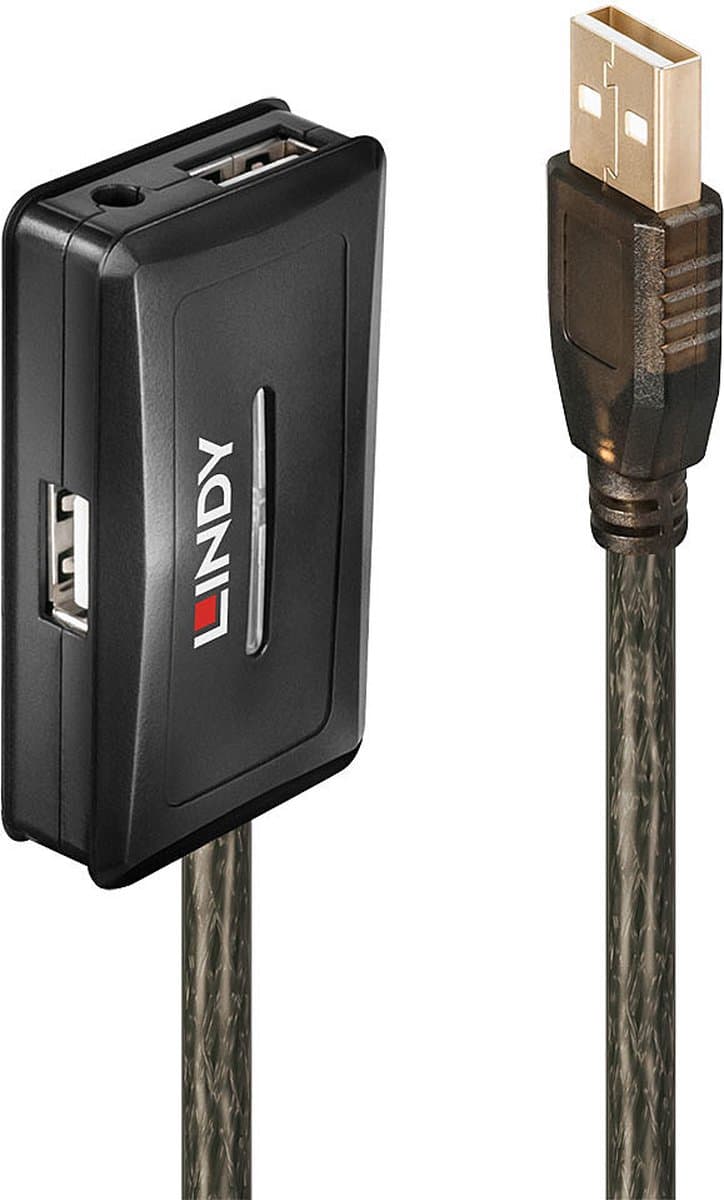 LINDY 42635 USB-kabel USB 2.0 USB-A stekker, USB-A bus, USB-A bus, USB-A bus, USB-A bus 10.00 m Grijs