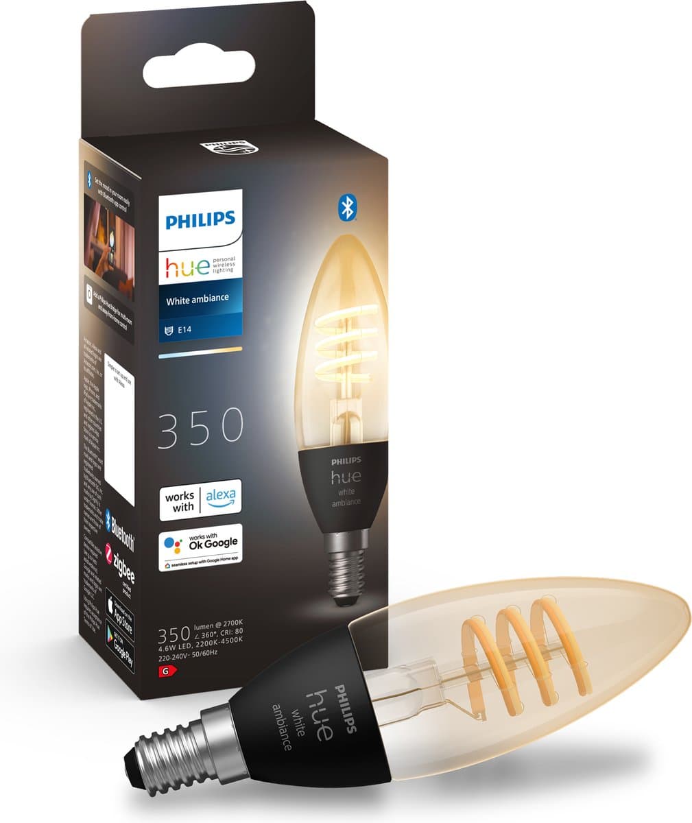 Philips Hue Filamentlamp White Ambiance kaarslamp E14 Losse lamp