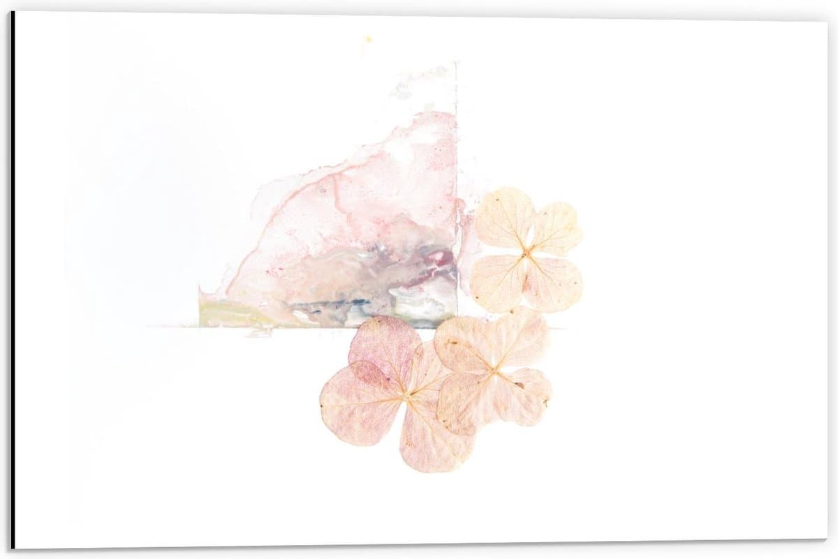 Dibond - Schildering van Bloemen Pastel Kleur - 60x40cm Foto op Aluminium (Met Ophangsysteem)