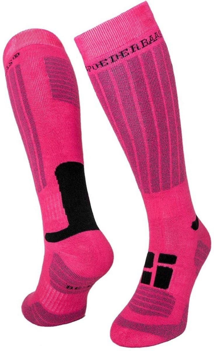 Poederbaas Wintersportsokken - Maat 39-42 - Vrouwen - roze/zwart