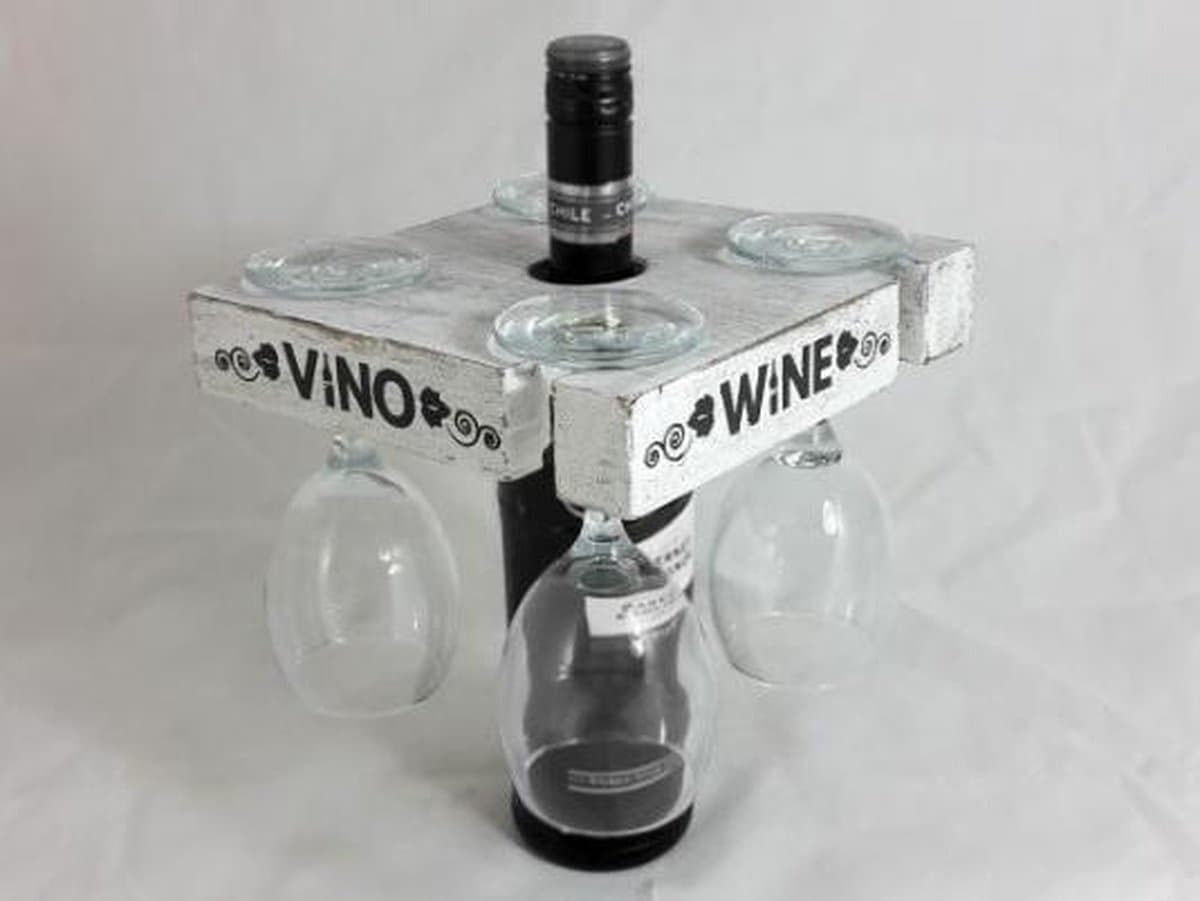 Houder voor Wijnglazen aan Wijnfles (white)