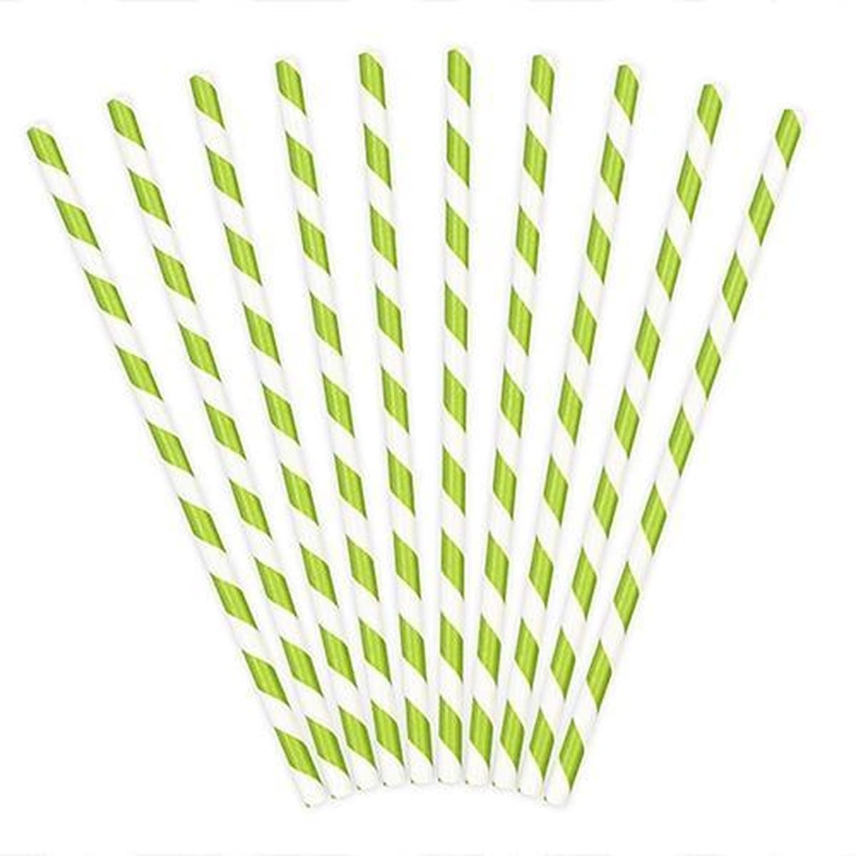 Rietjes Stripes Wit/Lime Groen (10 stuks)