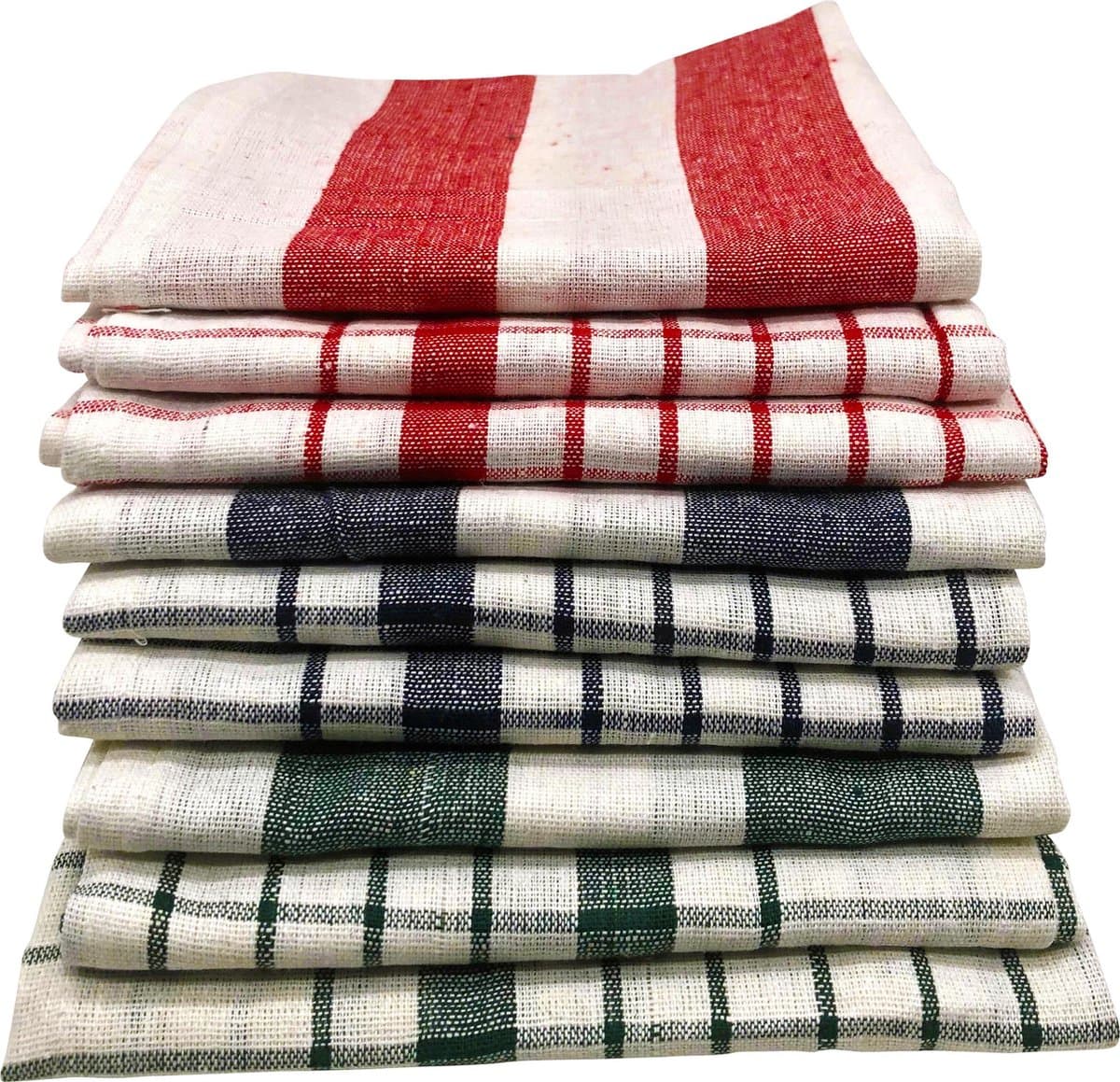 Cenocco CC-9068: 9 - Pieces Vintage Keukendoek met Geruite Katoenen Keukendoeken - Wit