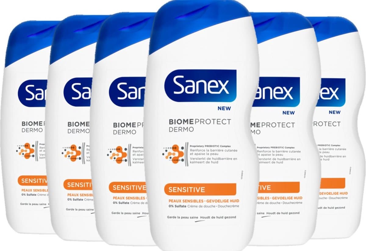Sanex Douchegel Dermo Sensitive 500 ml - Voordeelverpakking 6 stuks