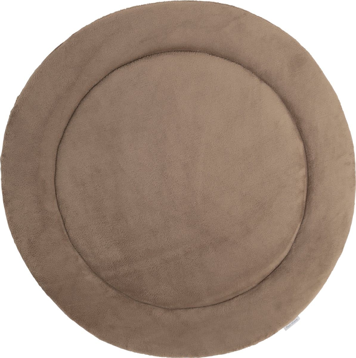 Baby's Only Gebreid boxkleed rond Cozy - Parklegger - Speelkleed - Boxmatras gemaakt van teddystof - Clay - Ø90 cm - Extra dik - Boxmatras - Tweezijdig te gebruiken
