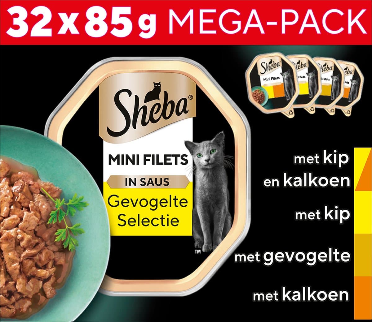 Sheba Mini Filets in Saus Gevogelte Selectie Multipack 32x85g
