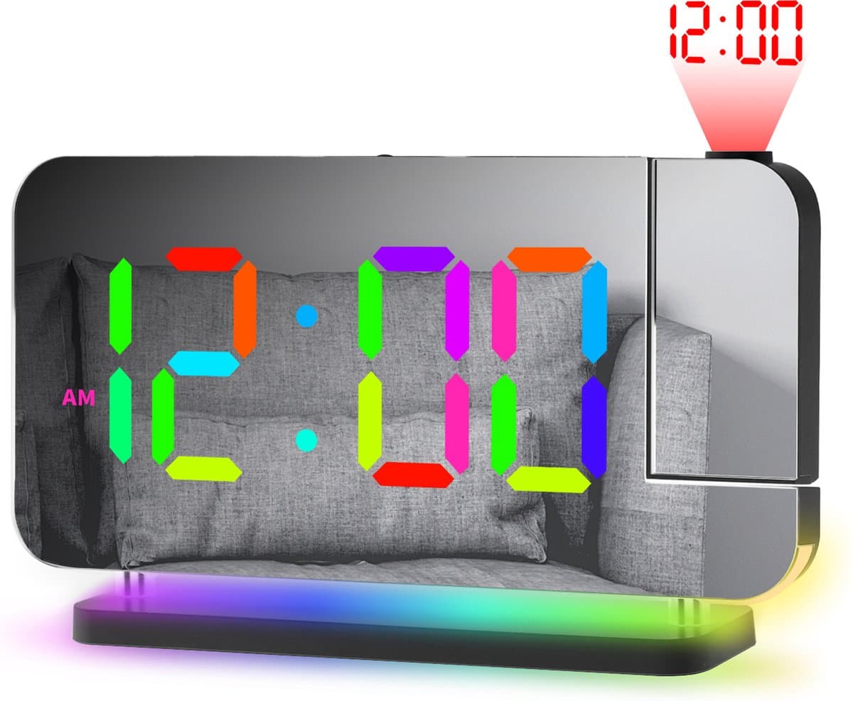 J&D supplies Digitale Wekker - Zwart - Digitale LED klok - Digitale Wekker - Wekker met Projectie - Wekker kinderen