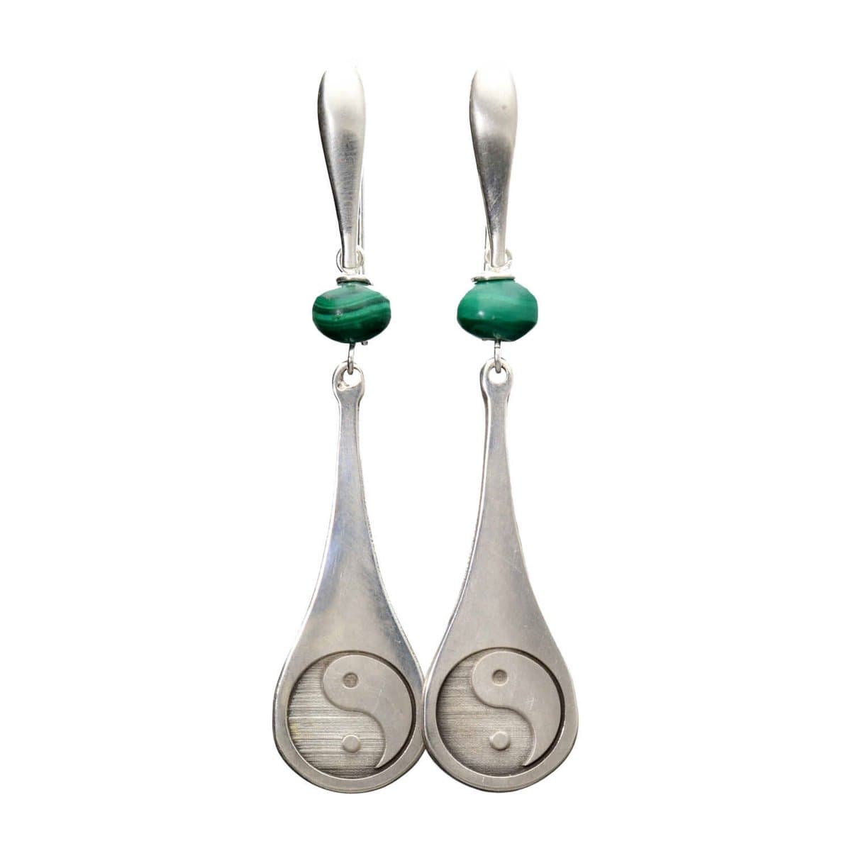 Bela Donaco - Oorbellen Minimalisme – Spiritual – Yin Yang – Malachiet – Sterling Zilver