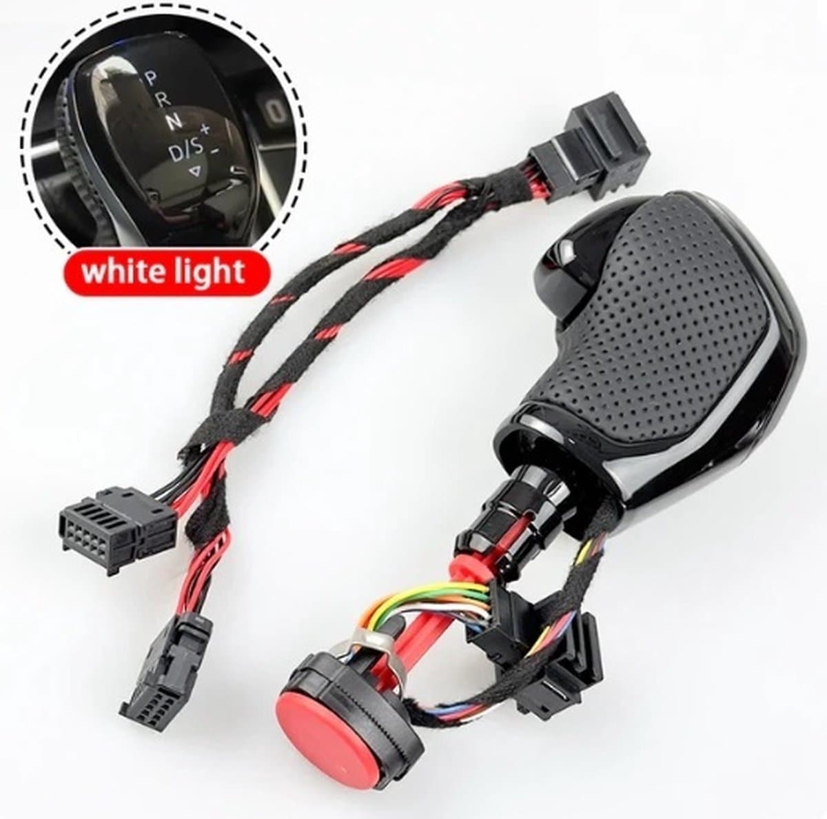 LED Verlichte DSG Pook knop geschikt voor VW/SEAT/AUDI/SKODA - AUTOMAAT - ZWART - WIT LICHT
