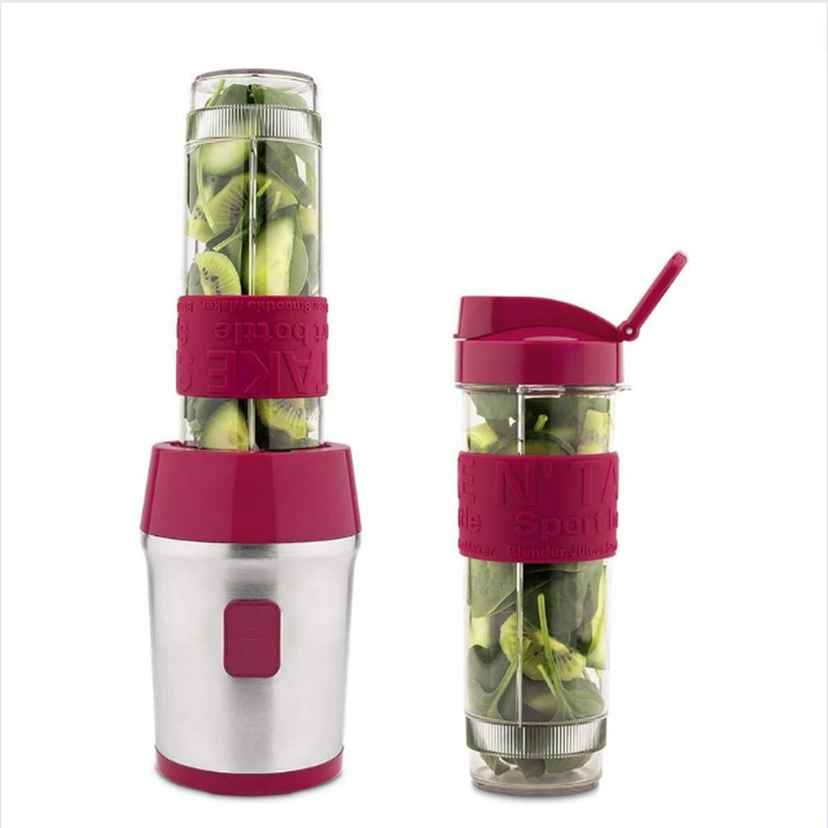 Milkshake Machine - Cocktailshaker Met 2 Smoothie Beker 2x570 ml - Draagbare Smoothie Maker Met Deksel To Go - Rood
