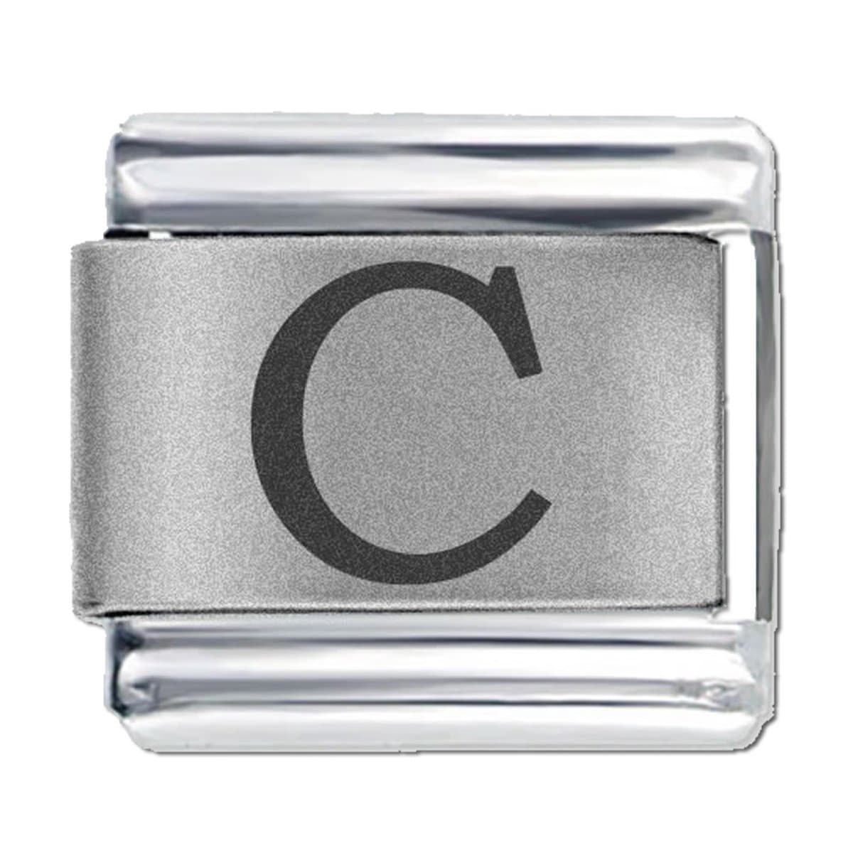 Schakel - Bedel - 9mm Charm - Letter C - Laser Alfabet - Charms - Geschikt voor Italiaanse Bedelarmband - Schakelarmband - Italiaanse Schakelarmbanden