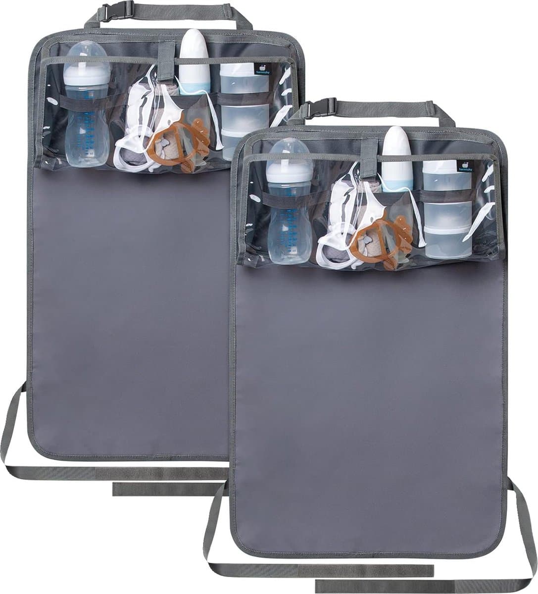 Rugleuningbeschermer Auto Waterdichte auto-organizer voor kinderen met afneembare opbergtas (grijs, 2 stuks)