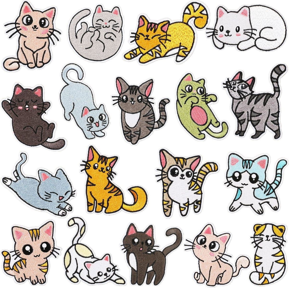 Tekenfilm Kleine Kat Series -18 delige set -stof & strijk applicatie
