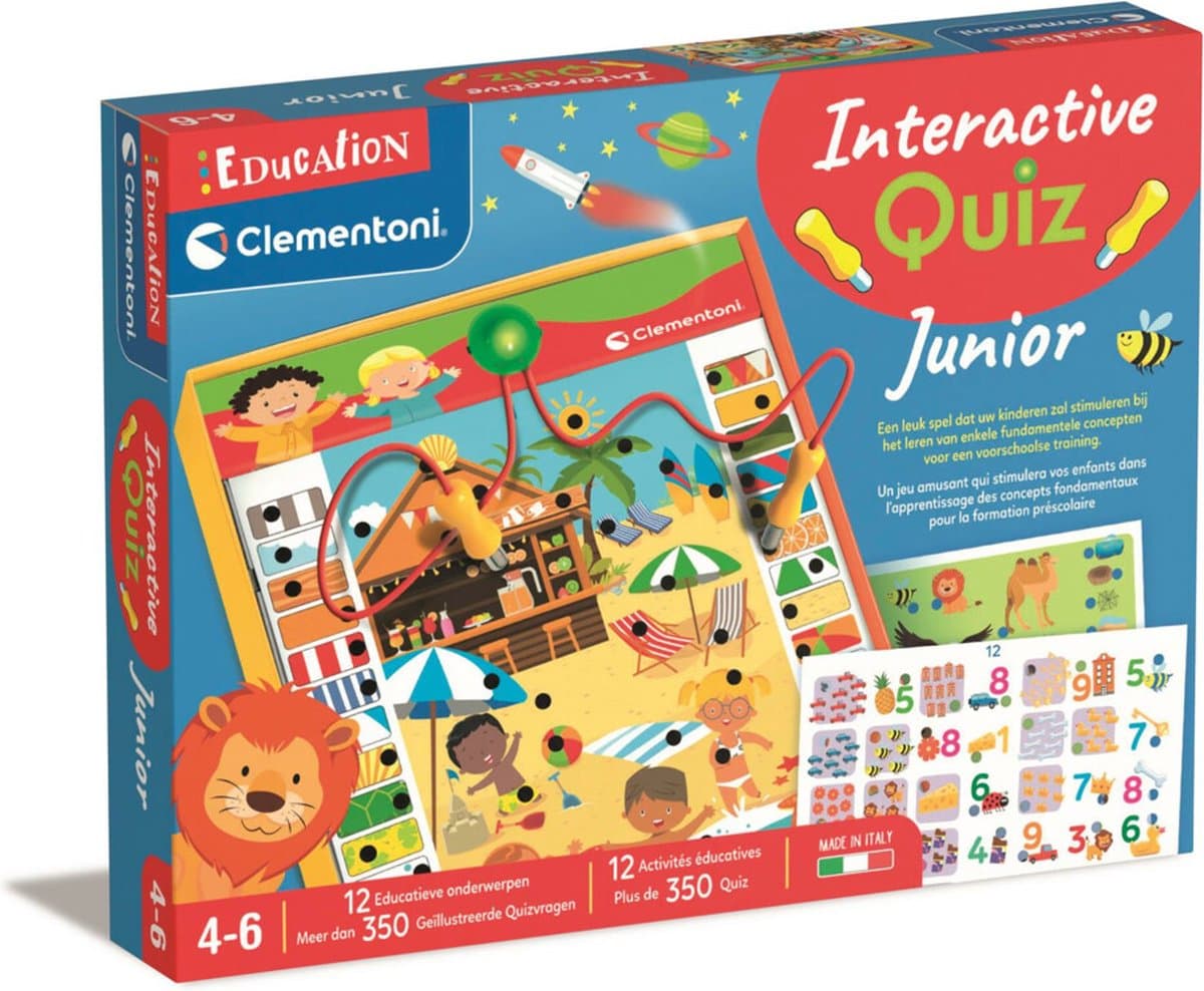 Clementoni interactieve quiz junior educatief spel - meerkleurig, 12 themakaarten