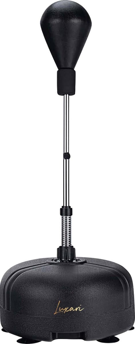 Luxari - Staande Boksbal Pro - Inclusief Bokshandschoenen - Verstelbaar tot 125-160 cm hoogte - Reflex Bal - Bokspaal voor Gevorderden - Bokspaal - Boksbal op Standaard - Boksbal Staand