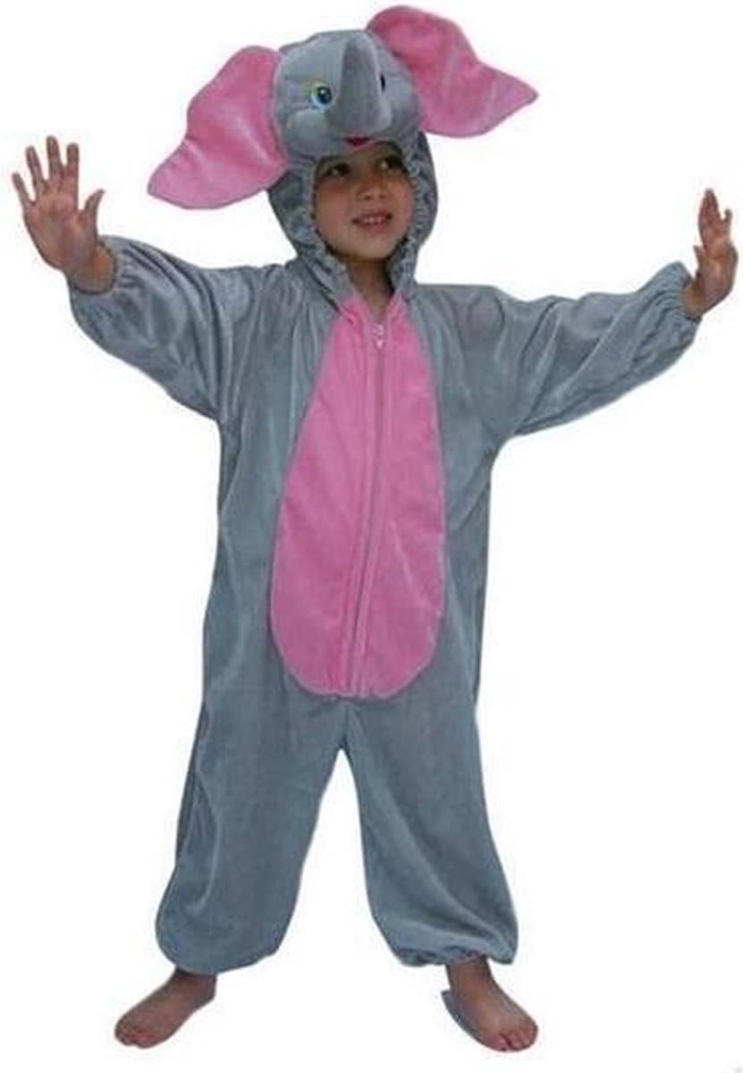 Dierenpak olifantenpak verkleedkleding kostuum - grijs - kinderen - jumpsuit - acrnaval 104