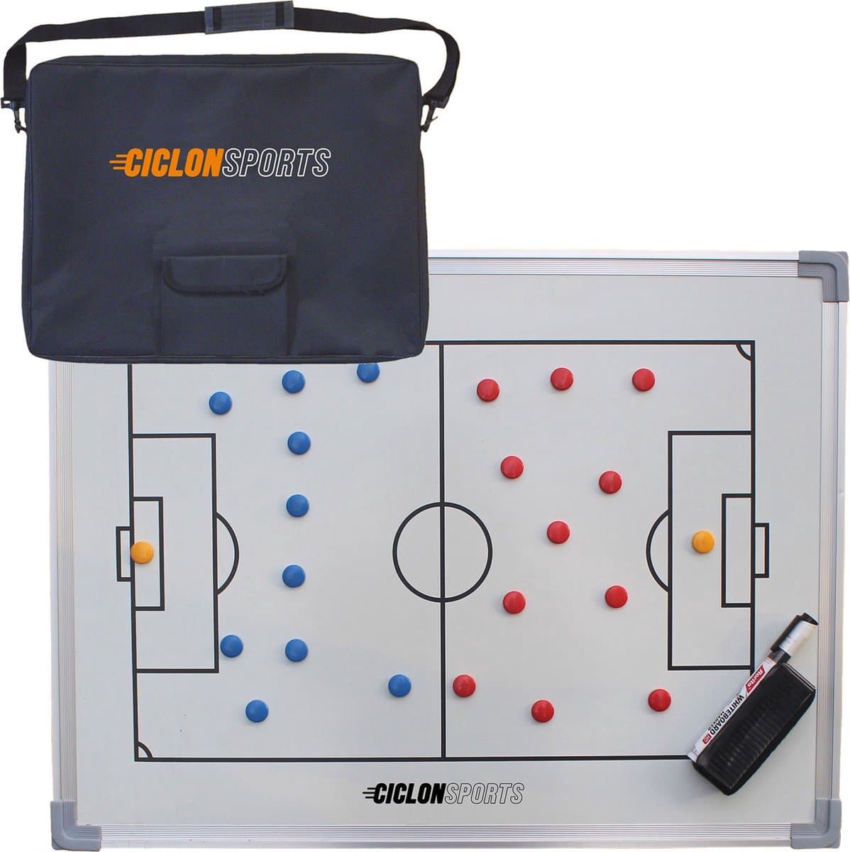 Ciclón Sports Coachbord Voetbal - Tactiekbord 60 x 90 cm - Magnetisch Trainersbord met Draagtas en Accessoires - Voetbaltrainer