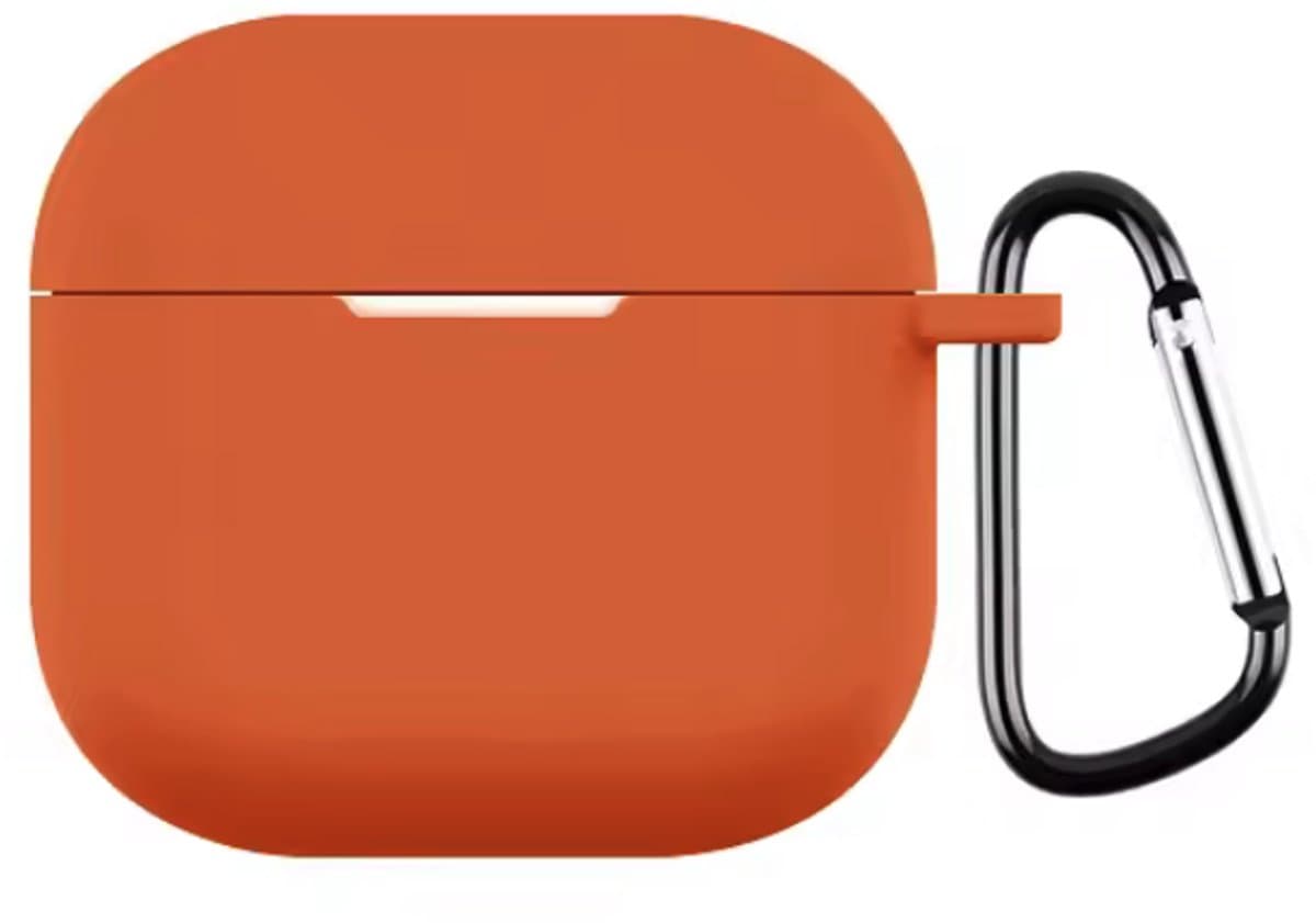 CHPN - Airpodshoesje - Hoesje geschikt voor AirPods 3 - Siliconen Beschermhoesje - Airpods hoesje - Geschikt voor Apple AirPods - Met karabijnhaak - Oranje