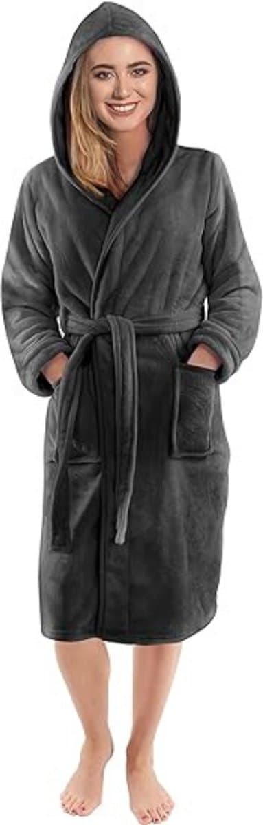 ApexArte® Badjas dames heren capuchon badstof katoen velours lang