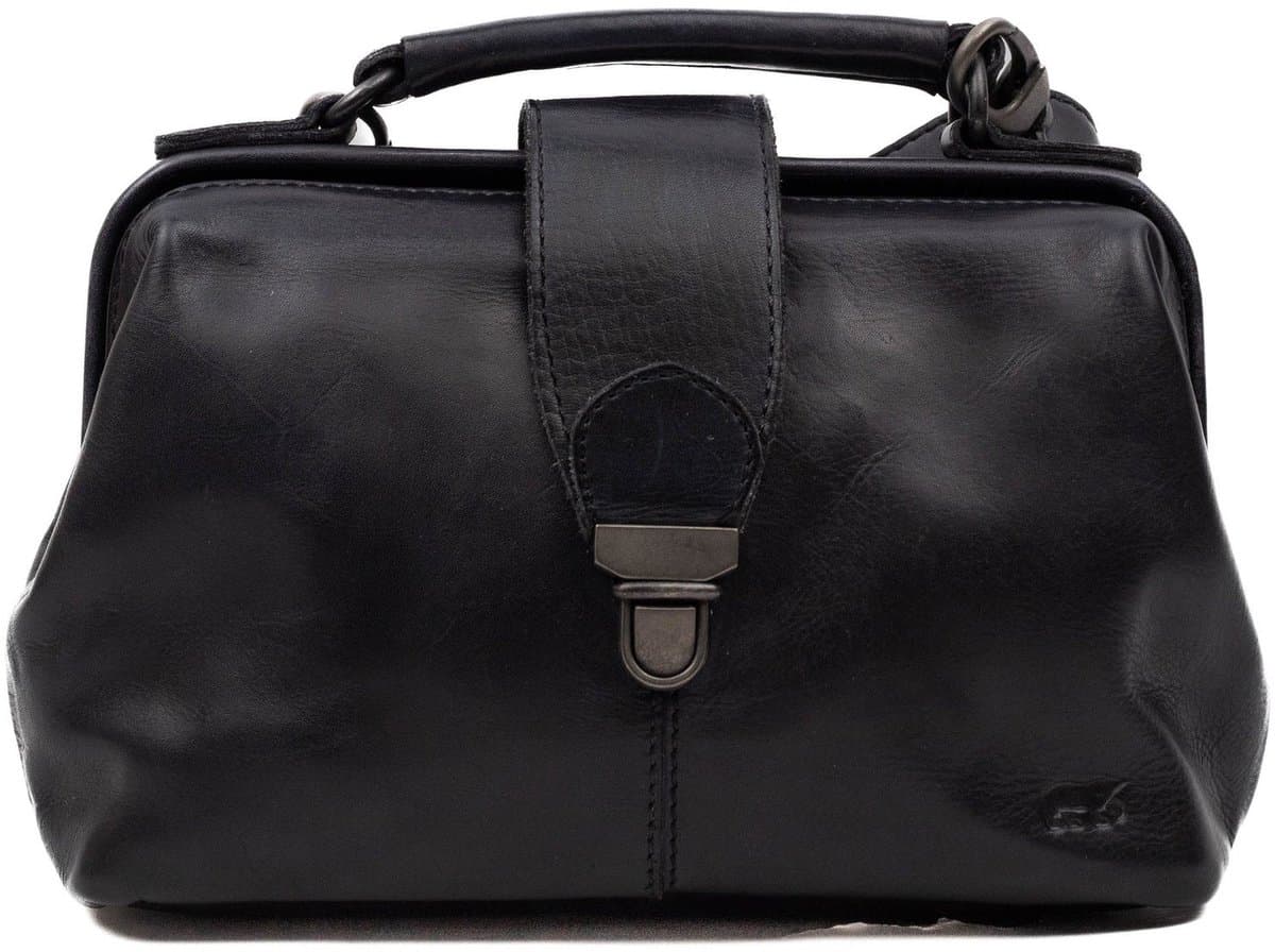 Bear Design Mini Dokterstas / Handtas / Crossbodytas Dames - Leer - Julia - Zwart - (hxbxd) ca. 17 x 26 x 10 cm