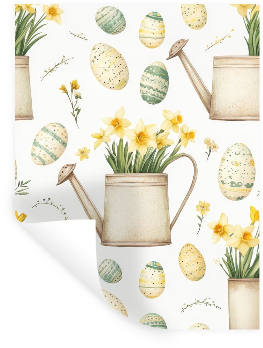 Muurstickers - Sticker Folie - Gieter - Bloemen - Eieren - 90x120 cm - Plakfolie - Muurstickers Kinderkamer - Zelfklevend Behang - Zelfklevend behangpapier - Stickerfolie