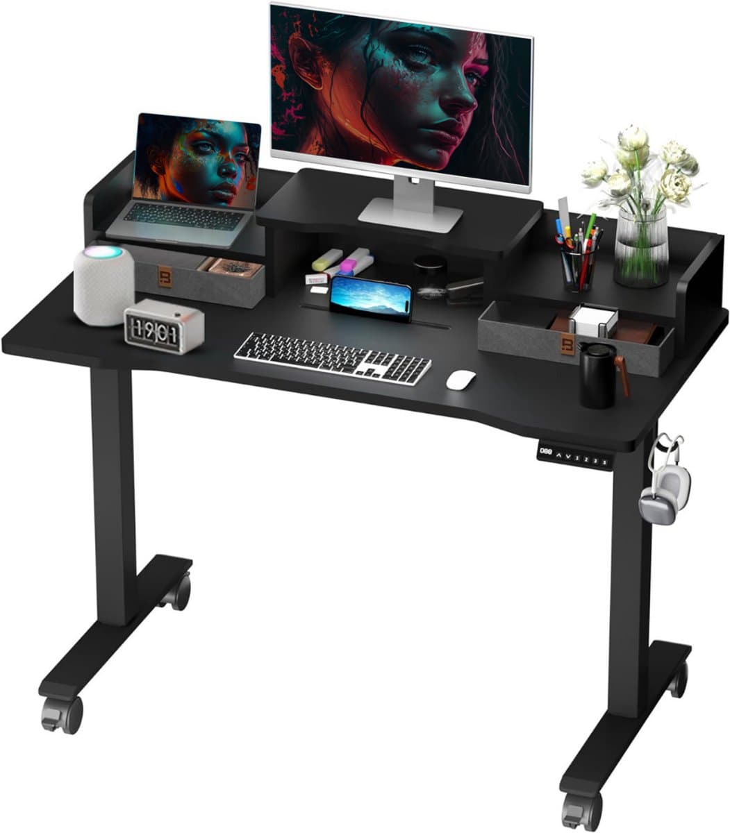 ApexArte® Zit Sta Bureau Elektrisch - Game Bureau - Verstelbaar - Zwart