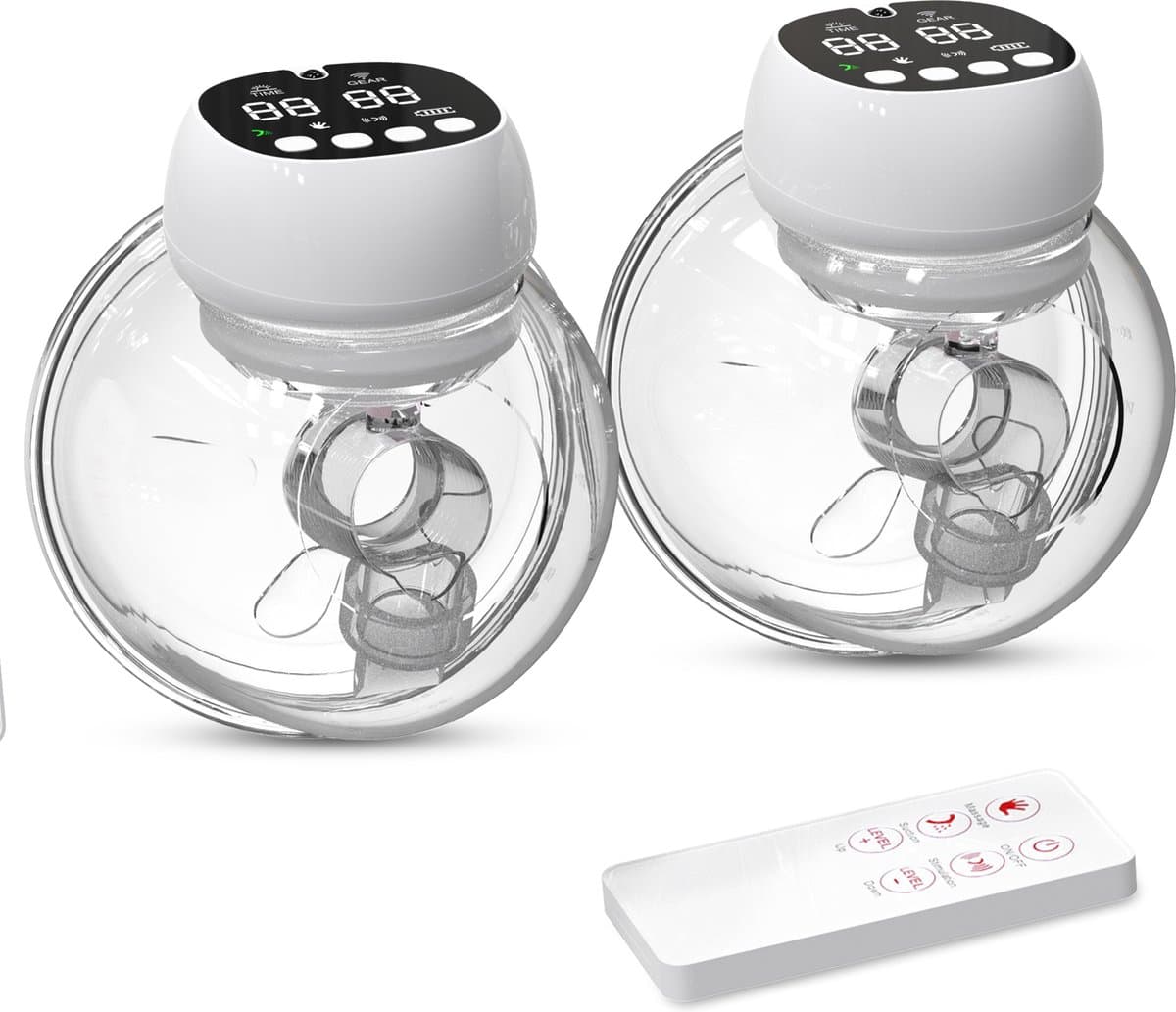 Oemmie Elektrische Borstkolf - Handsfree Borstkolf - Draagbare Borstkolf - Oplaadbare Borstkolf met Afstandsbediening - BPA-Vrij - Zacht & Stil - 2 stuks Rond