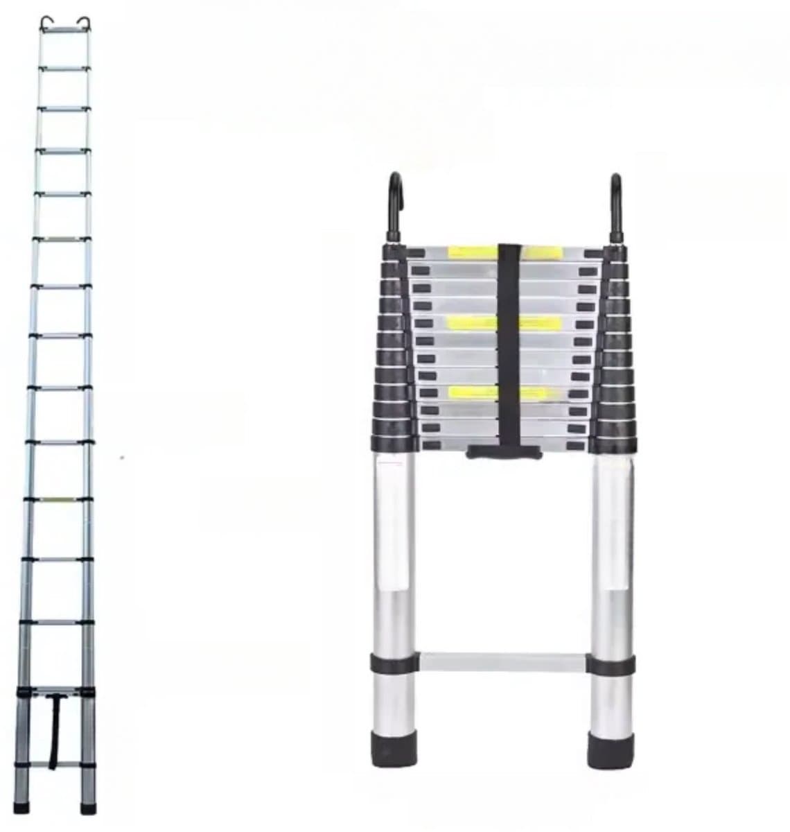 Aluminium Telescopische Ladder Fioren - 500cm - Vouwladder met Antislipvoeten - Multifunctionele Verlenging - Rechte Ladder voor Loft