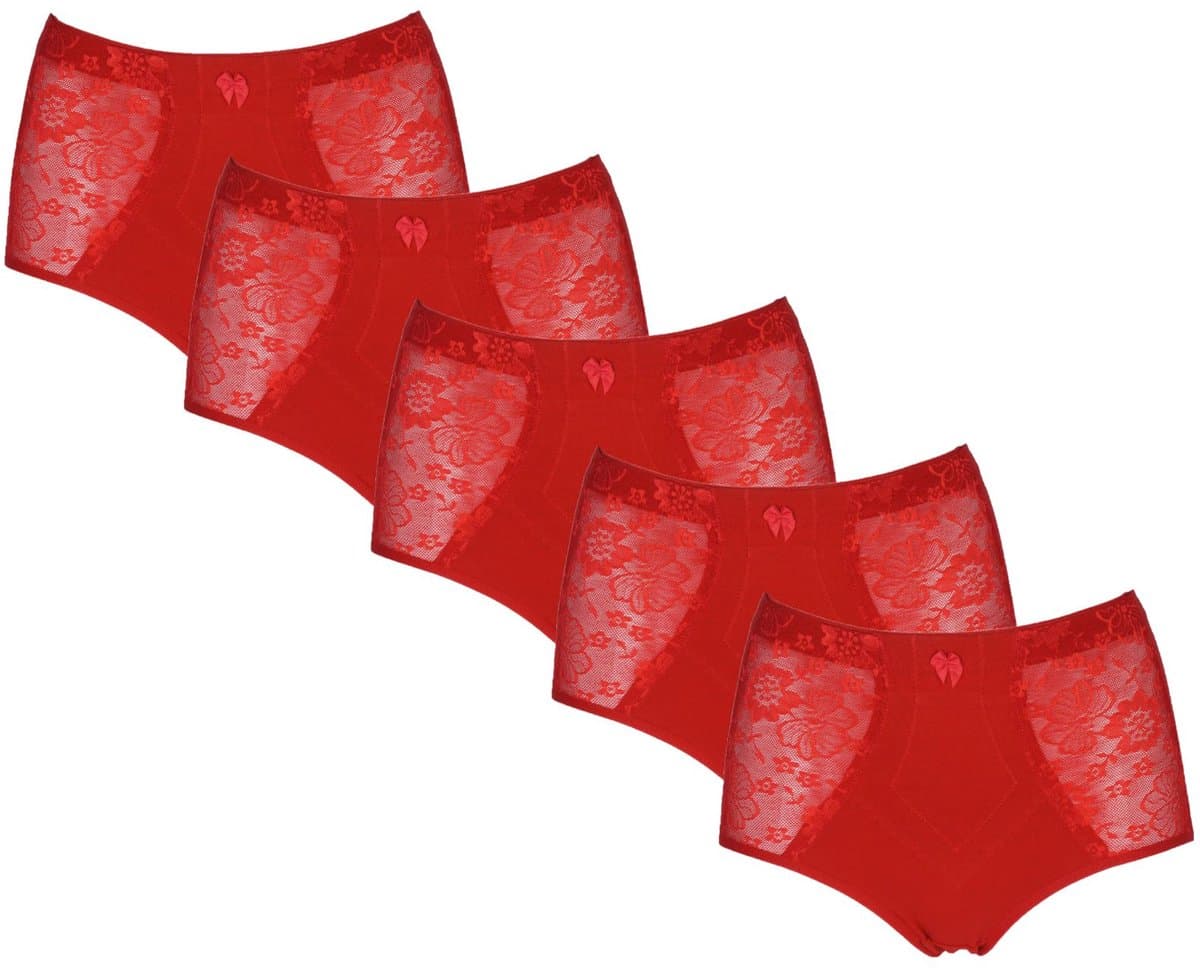 JC 5-Pack Licht corrigerende dames slips H201 Rood - maat XXL