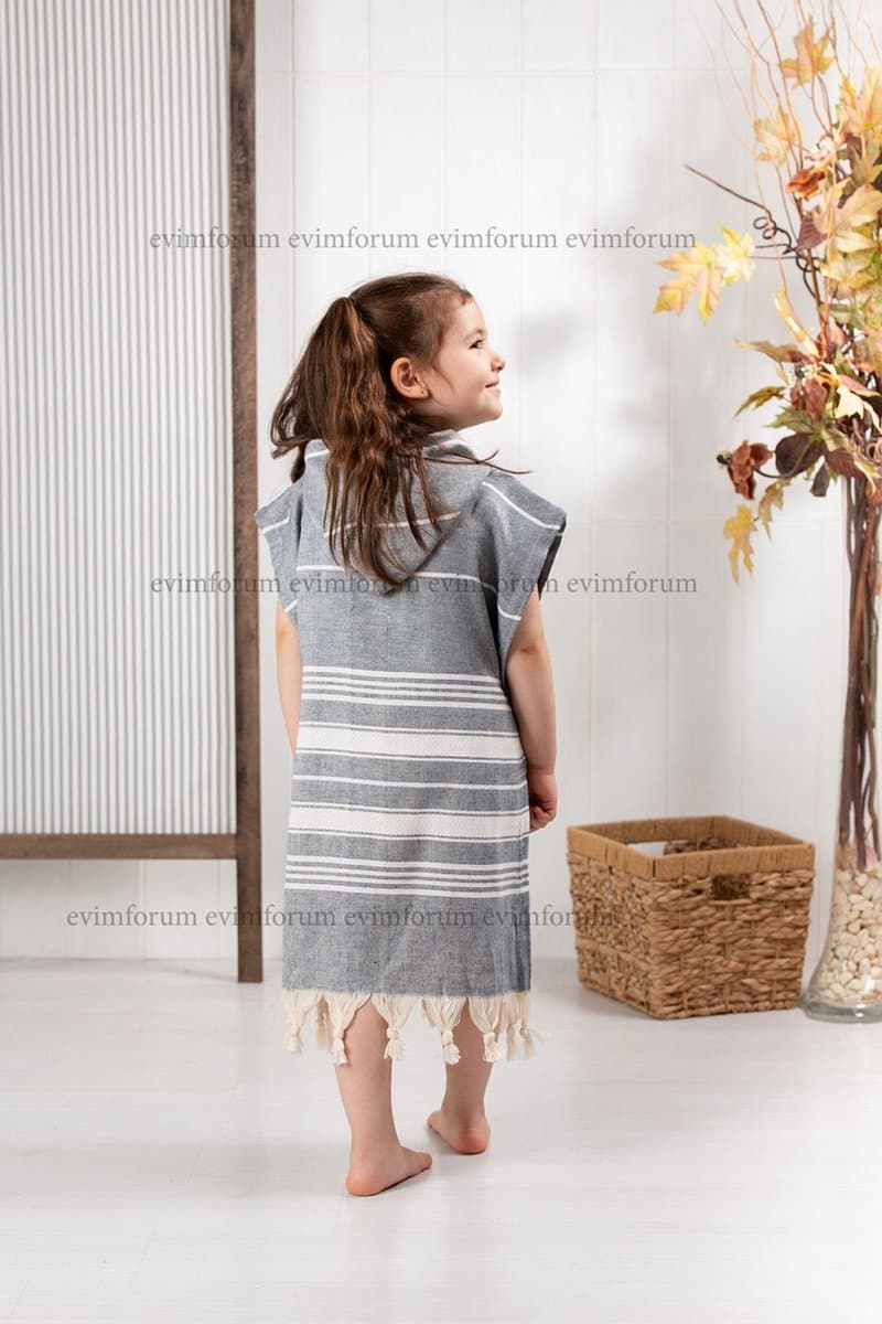 Jaju Baby - Kinderbadjas - Strandponcho - Grijs - 7/8 Jaar