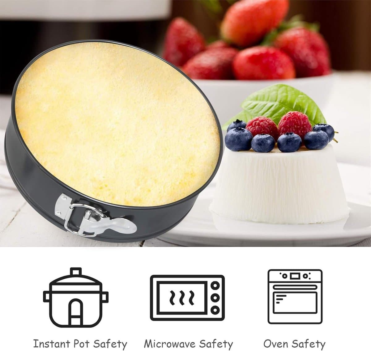 Famanu - Springvorm, springvorm met anti-aanbaklaag, ronde taartvorm met afneembare bodem voor het maken van taarten, pizza, brood, gebak, 22 cm