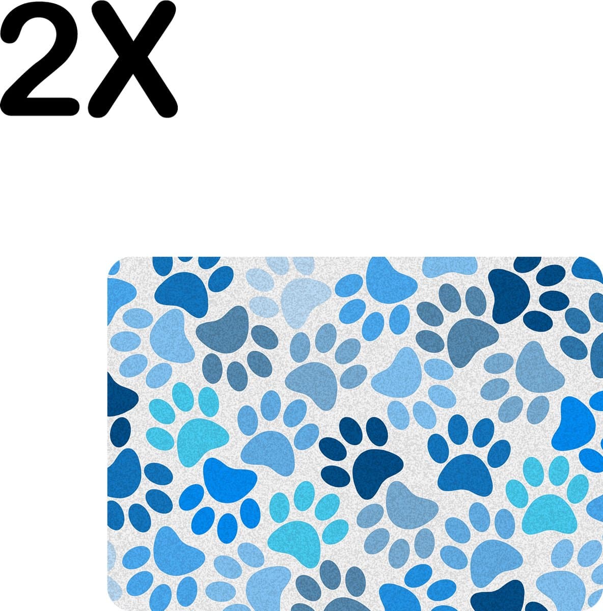 BWK Luxe Placemat - Blauwe Honden Voetjes Achtergrond - Set van 2 Placemats - 35x25 cm - 2 mm dik Vinyl - Anti Slip - Afneembaar