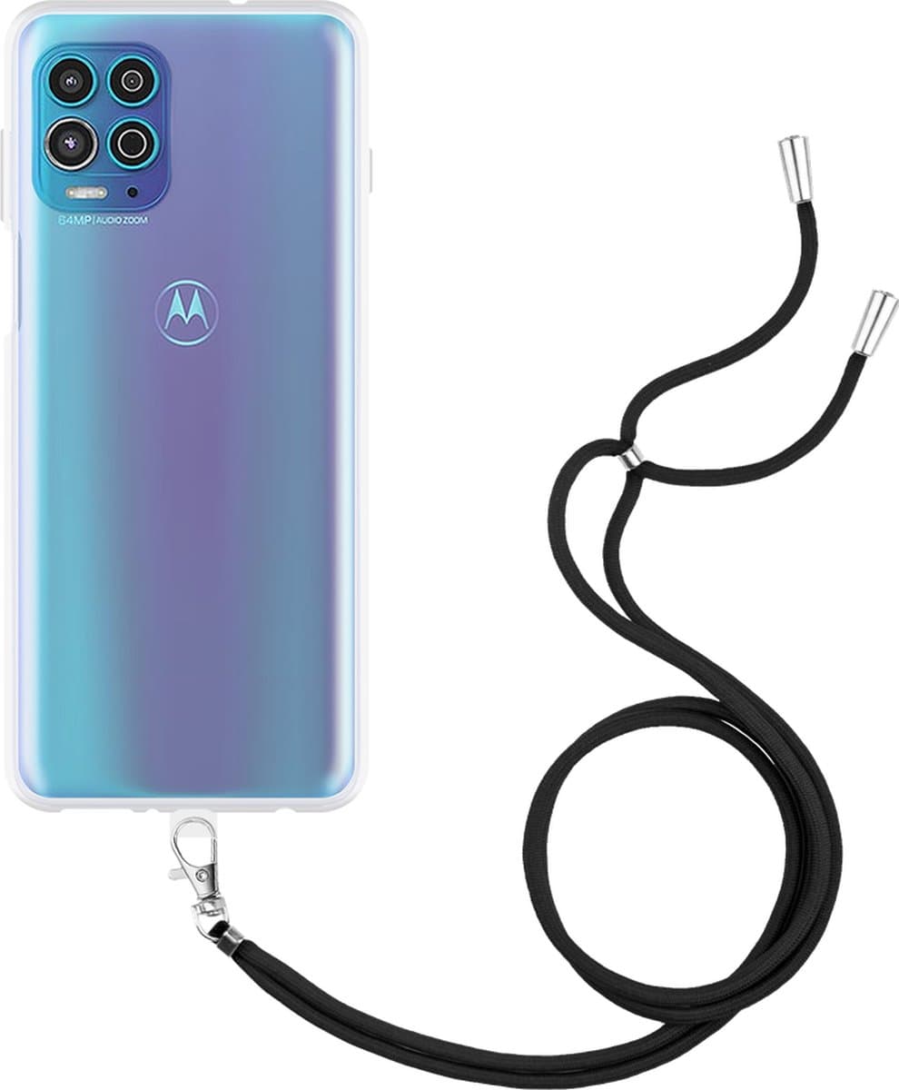 Just in Case hoesje met koord geschikt voor Motorola Moto G100 Hoesje met Koord - Flexibele Case - Transparant