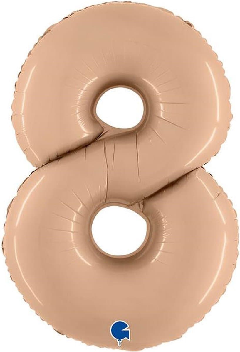 Folieballon Cijfer 8 Satin Nude - 100 cm