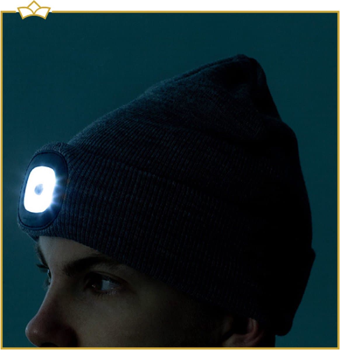 ATTREZZO® Muts met licht - Led Verlichting in het donker - Met Batterij - Unisex - One size - Voor Volwassenen - Grijs
