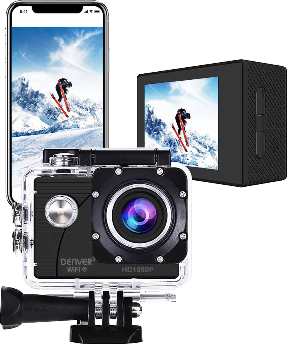 Denver Action Camera Full HD - 12MP - Foto & Video - WiFi - App - 30M Waterdicht - Incl. Accessoires - ACT5051W