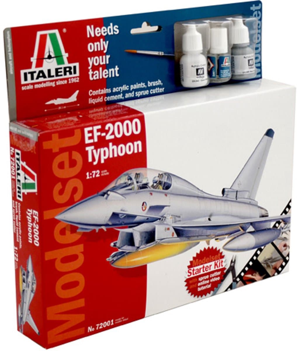 Italeri Modelbouwpakket Militaire voertuigen - 72001 EF-2000 Typhoon - Complete Set - Starter Kit Plastic - 1:72 - Modelbouw