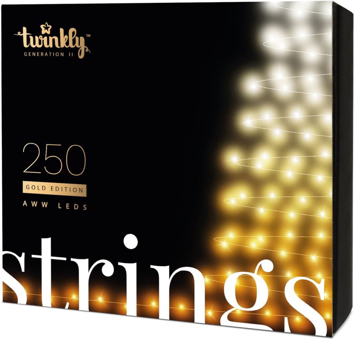 Twinkly generation II LED kerstverlichting snoer 250 lampjes 20 meter gold edition
