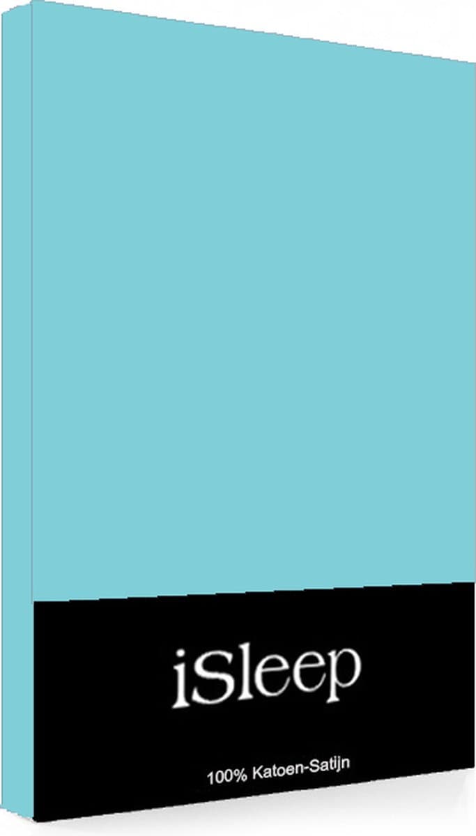 iSleep Satijn-Katoen Laken - Litsjumeaux - 240x265 cm - Aqua Blauw