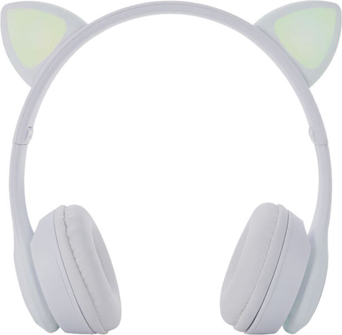 M.TK Kinder Hoofdtelefoon Draadloze met Lichting - Oortjes-Led Verlichting-Wit - Kids Headset-Over Ear-Bluetooth-Microfoon (Wit)