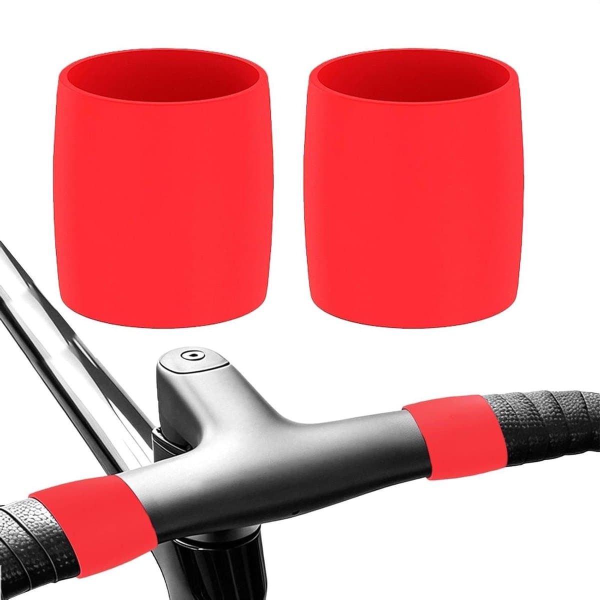 Fiets Stuurlint Ring - Stuurlint Bevestiging - Fietsen - Antislip Siliconen - 2 Stuks - Rood
