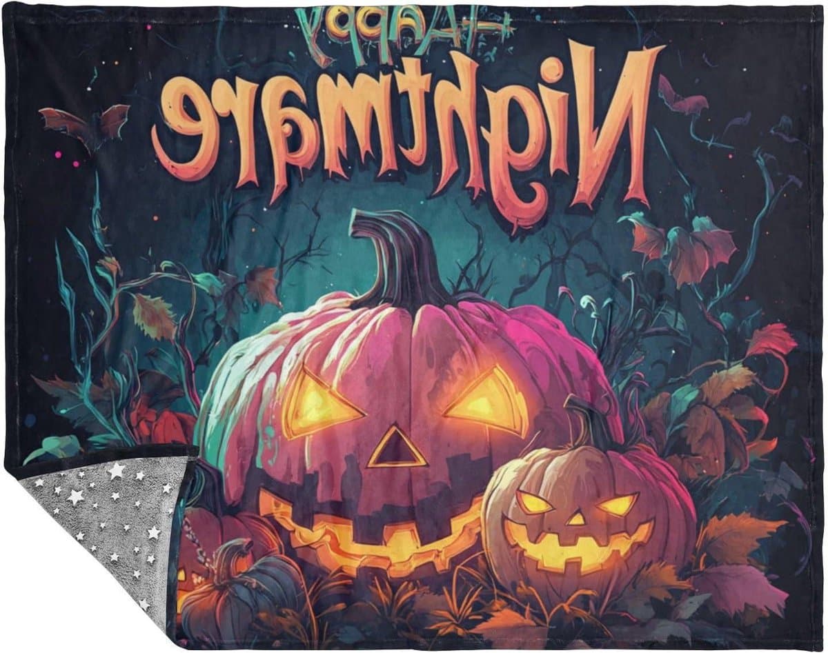 Glow in the dark deken - Pompoen plaid - Gezellige avonden - Lichtgevend patroon - 55x70 inch - Halloween thema