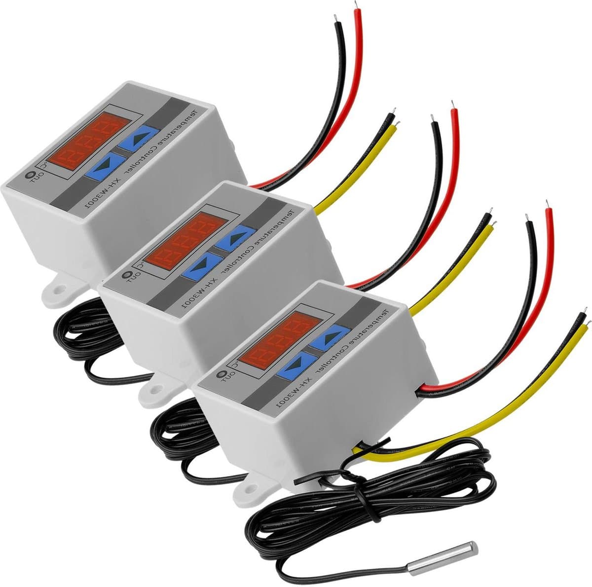 Digitale Temperatuur Controller - Mini Thermostaat - Temperatuur Regelen - Waterdichte Sonde - 3 Stuks - Zwart