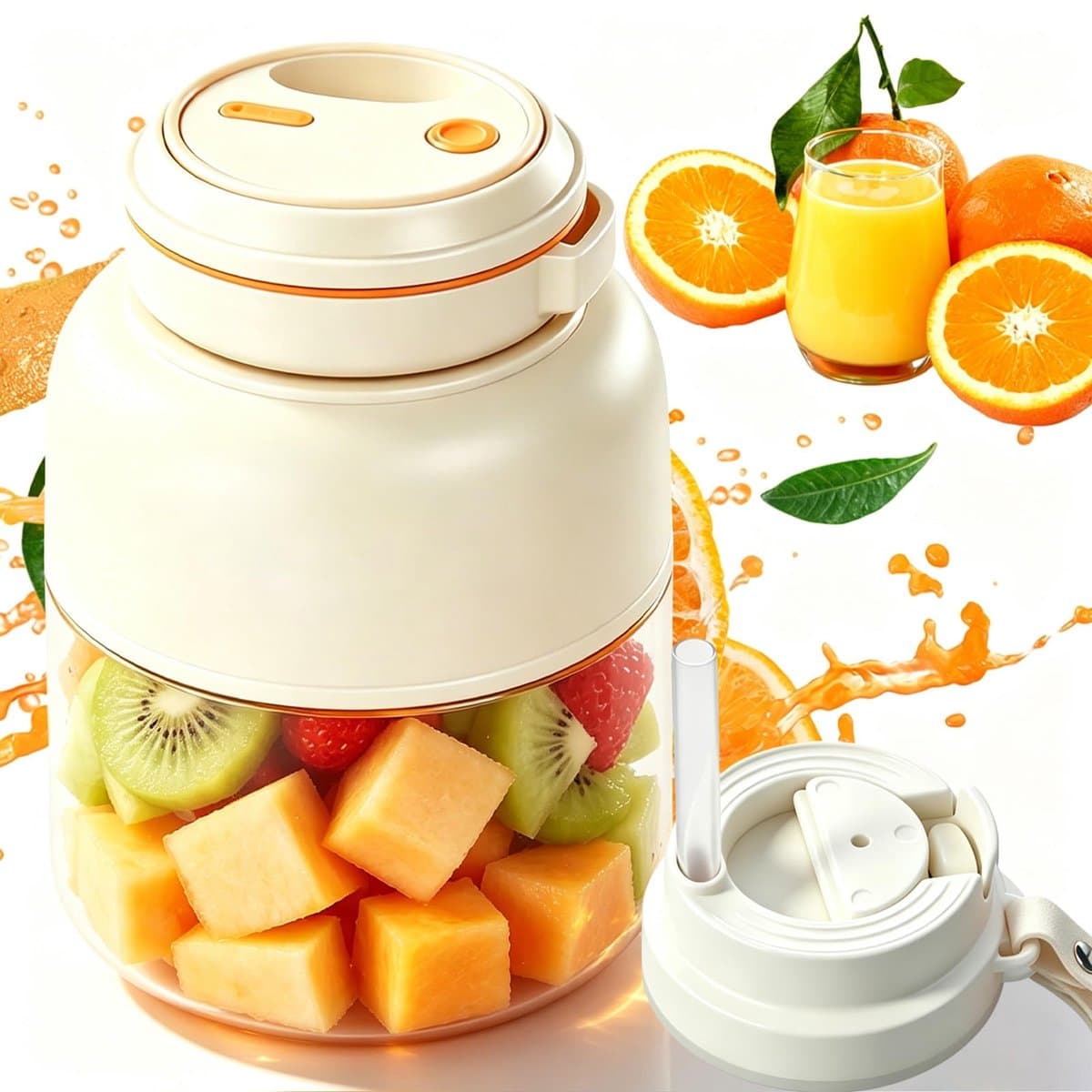 Namajunas - Draadloze blenderbeker - Smoothie beker met dubbele deksel - 2026 Nieuwe 1300ml smoothie maker - Draagbare Blender To Go - Oplaadbare Juicer voor Groenten & Fruit - 180w met 38 messen - Drinkbeker voor Shakes Smoothies Reizen Kantoor Gym
