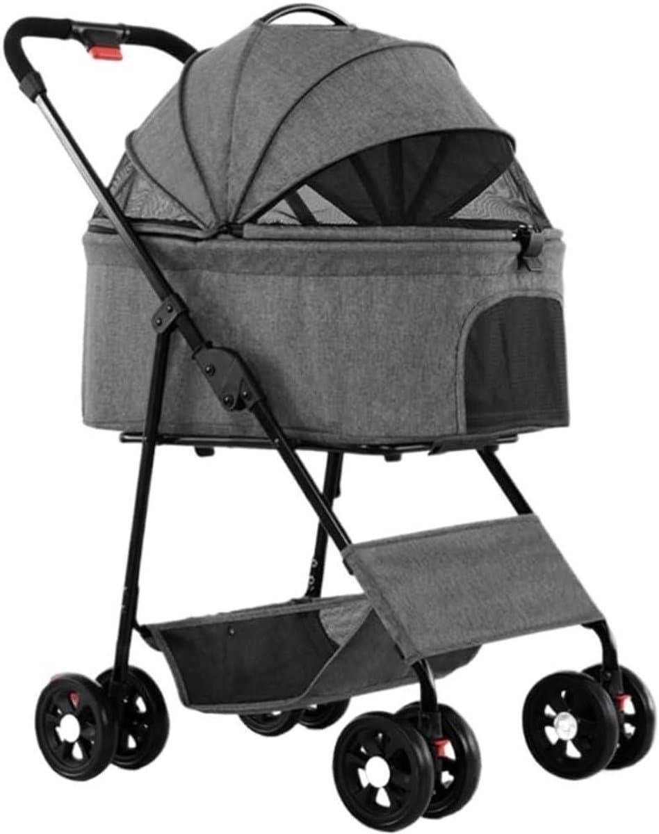 Huisdierenwagen Opvouwbaar - Hondenkatten Kinderwagen - Reizen met Huisdieren - Afneembare Drager - 101 cm Hoog - Grijs