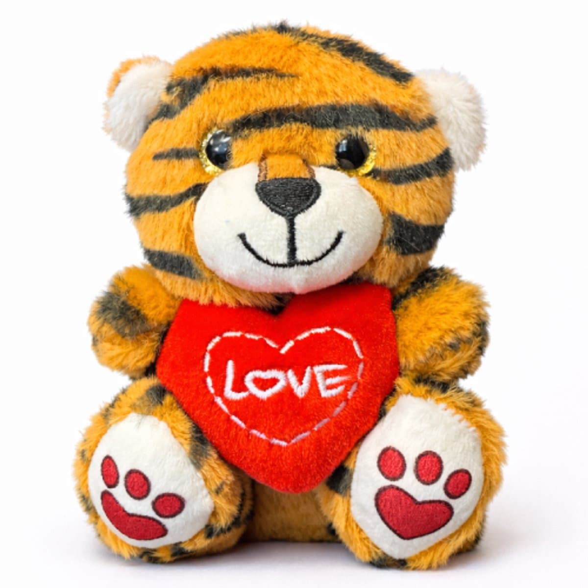 Topknuffels® - Tijger met Love Hart Mini Pluche Knuffel 14 cm - Liefdes Love Knuffels - Valentijnsdag Moederdag - Dieren Speelgoed Knuffel - Ik Hou van Jou Cadeau Vrouw
