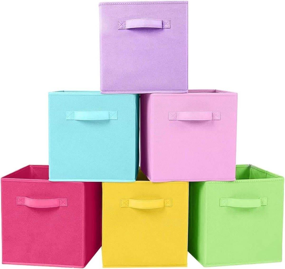 Set van 6 Vouwbare Opbergdozen in Regenboogkleuren - Ideaal voor Organisatie, Ruimtebesparing en Decoratie