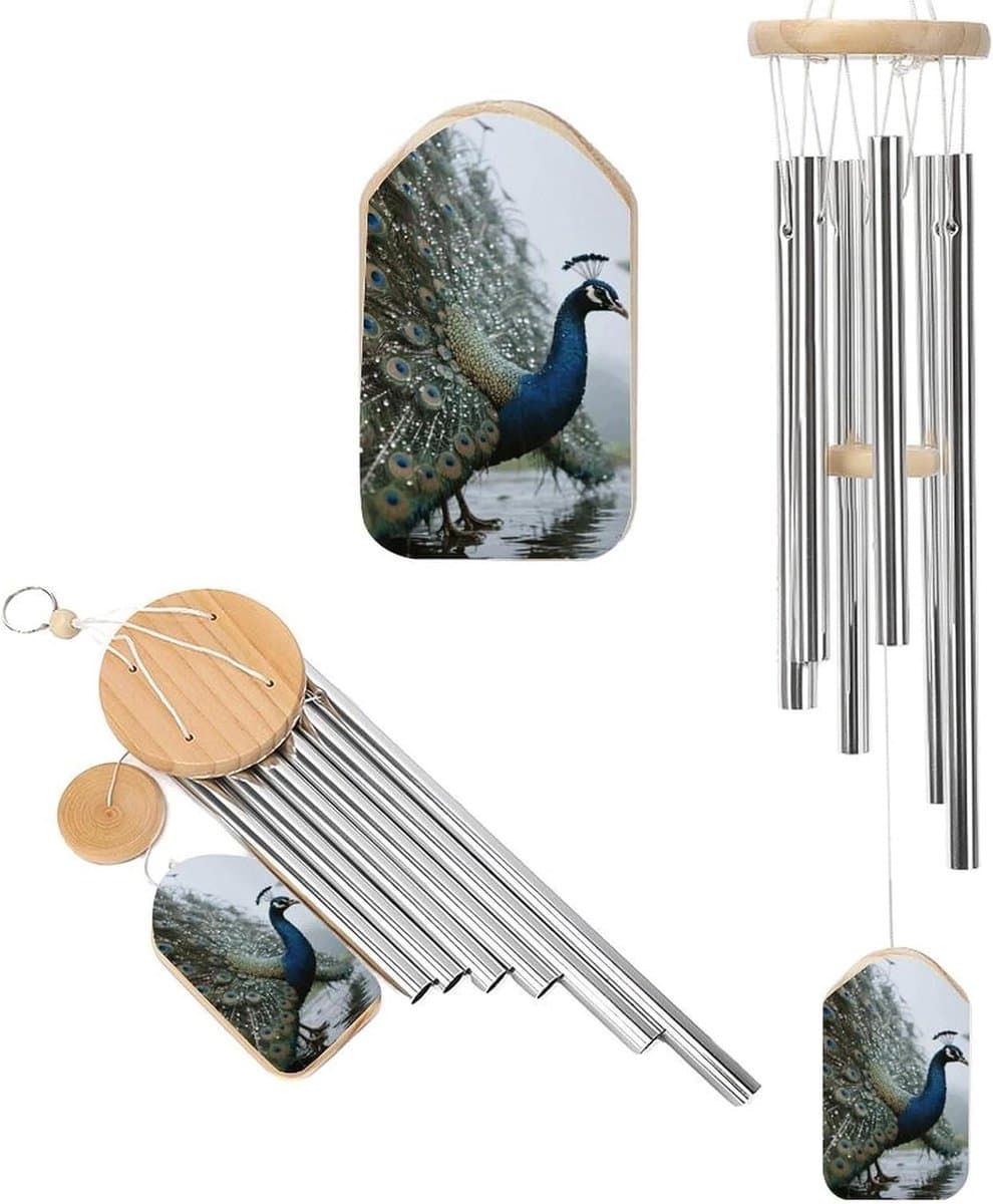 Pauw Windgong - Buiten Decoratie - Tuin Verfraaien - Zes Aluminium Buizen - 20.5 Inch Hoog - Wit