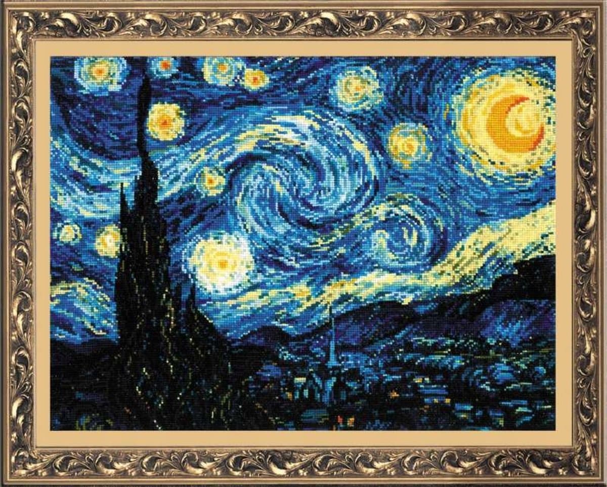 RIOLIS 1088 Sterrennacht Kruissteek Kit Van Gogh 40x30cm