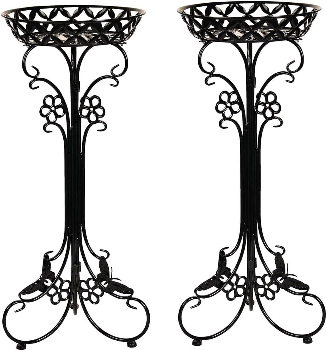 Bloempotten Stands - Plantenhouders - Decoratief Display - Roestvrij Metaal - 75 cm Hoog - Zwart